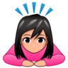 Woman Bowing: Medium-Light Skin Tone Emoji 🙇🏼‍♀️ image - Emojidex style