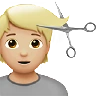Person Getting Haircut: Medium-Light Skin Tone Emoji 💇🏼 image - Apple style