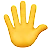 Erhöhte Hand mit gespreizten Fingern