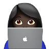 Woman Technologist: Dark Skin Tone Emoji 👩🏿‍💻 image - Apple style