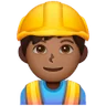 Man Construction Worker: Medium-Dark Skin Tone Emoji 👷🏾‍♂️ image - Samsung style