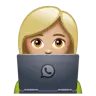 Woman Technologist: Medium-Light Skin Tone Emoji 👩🏼‍💻 image - WhatsApp style