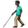 Man With White Cane: Dark Skin Tone Emoji 👨🏿‍🦯 image - WhatsApp style