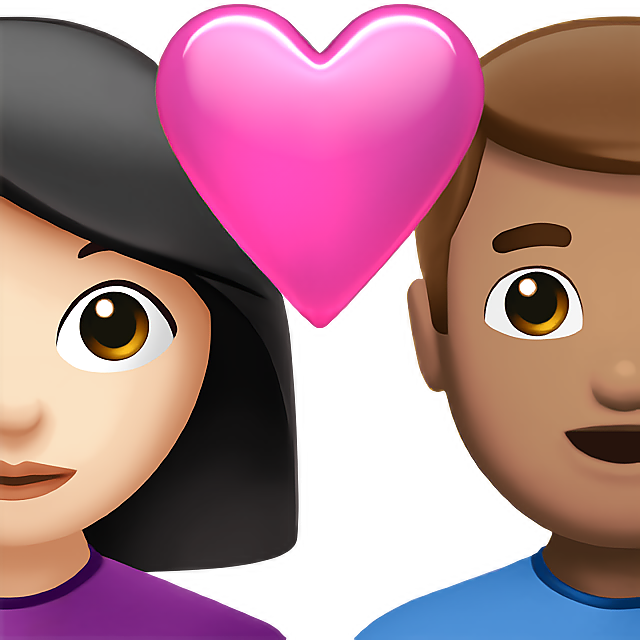 Couple With Heart: Woman, Man, Light Skin Tone, Medium Skin Tone