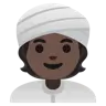 Person Wearing Turban: Dark Skin Tone Emoji 👳🏿 image - Google Noto Color style