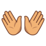 Open Hands: Medium Skin Tone Emoji 👐🏽 image - Emojidex style