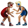 Men Wrestling: Medium Skin Tone, Medium-Light Skin Tone Emoji 👨🏽‍🫯‍👨🏼 image - Apple style