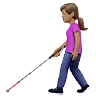 Woman With White Cane: Medium Skin Tone Emoji 👩🏽‍🦯 image - Apple style