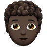 Person: Dark Skin Tone, Curly Hair Emoji 🧑🏿‍🦱 image - Apple style