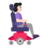 Woman In Motorized Wheelchair Facing Right: Light Skin Tone