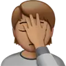 Person Facepalming: Medium Skin Tone Emoji 🤦🏽 image - Apple style
