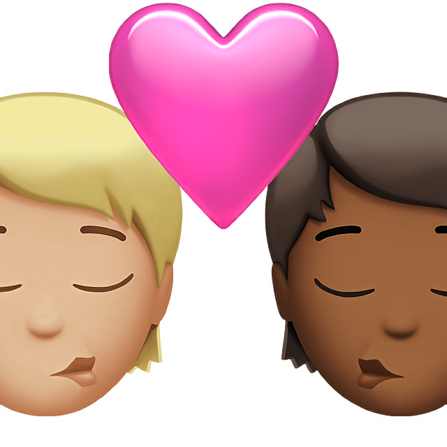Kiss: Person, Person, Medium-Light Skin Tone, Medium-Dark Skin Tone