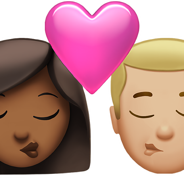Kiss: Woman, Man, Medium-Dark Skin Tone, Medium-Light Skin Tone