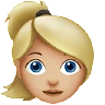 Woman: Medium-Light Skin Tone, Blond Hair Emoji 👱🏼‍♀️ image - Apple style