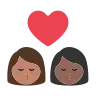 Kiss: Woman, Woman, Medium Skin Tone, Medium-Dark Skin Tone Emoji 👩🏽‍❤️‍💋‍👩🏾 image - Tossface style
