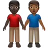 Men Holding Hands: Dark Skin Tone, Medium-Dark Skin Tone Emoji 👨🏿‍🤝‍👨🏾 image - Apple style