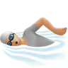 Person Swimming: Medium-Light Skin Tone Emoji 🏊🏼 image - Apple style