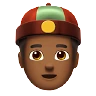 Person With Skullcap: Medium-Dark Skin Tone Emoji 👲🏾 image - Apple style