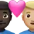 Couple With Heart: Man, Man, Dark Skin Tone, Medium-Light Skin Tone
