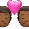 Kiss: Man, Man, Medium-Dark Skin Tone Emoji 👨🏾‍❤️‍💋‍👨🏾 image - Apple style