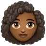 Woman: Medium-Dark Skin Tone, Curly Hair Emoji 👩🏾‍🦱 image - WhatsApp style