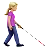 Woman With White Cane Facing Right: Medium-Light Skin Tone