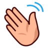 Waving Hand: Medium-Light Skin Tone Emoji 👋🏼 image - Emojidex style