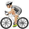 Person Biking: Medium-Light Skin Tone Emoji 🚴🏼 image - Apple style