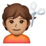 Person Getting Haircut: Medium Skin Tone Emoji 💇🏽 image - Samsung style