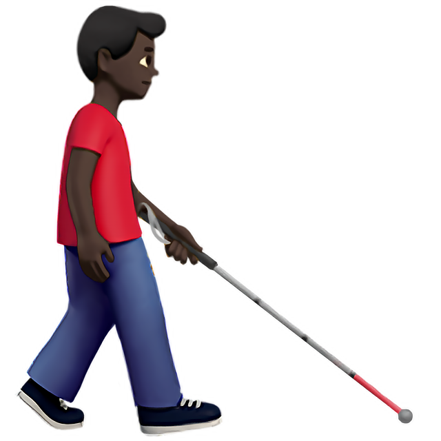 Man With White Cane Facing Right: Dark Skin Tone