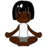 Woman In Lotus Position: Dark Skin Tone Emoji 🧘🏿‍♀️ image - Emojidex style
