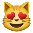 Cara de gato sonriente con ojos de corazón