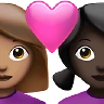Couple With Heart: Woman, Woman, Medium Skin Tone, Dark Skin Tone Emoji 👩🏽‍❤️‍👩🏿 image - Apple style
