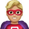 Man Superhero: Medium-Light Skin Tone Emoji 🦸🏼‍♂️ image - Apple style