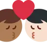 Kiss: Man, Man, Medium-Dark Skin Tone, Light Skin Tone Emoji 👨🏾‍❤️‍💋‍👨🏻 image - Twitter / X (Twemoji) style