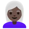 Woman: Dark Skin Tone, White Hair Emoji 👩🏿‍🦳 image - Google Noto Color style