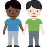 Men Holding Hands: Dark Skin Tone, Light Skin Tone Emoji 👨🏿‍🤝‍👨🏻 image - Twitter / X (Twemoji) style