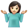 Woman Shrugging: Light Skin Tone Emoji 🤷🏻‍♀️ image - WhatsApp style