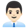 Man Office Worker: Light Skin Tone Emoji 👨🏻‍💼 image - Google Noto Color style