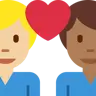 Couple With Heart: Man, Man, Medium-Light Skin Tone, Medium-Dark Skin Tone Emoji 👨🏼‍❤️‍👨🏾 image - Twitter / X (Twemoji) style