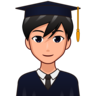 Man Student: Medium-Light Skin Tone Emoji 👨🏼‍🎓 image - Emojidex style