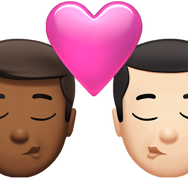 Kiss: Man, Man, Medium-Dark Skin Tone, Light Skin Tone