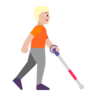 Person With White Cane Facing Right: Medium-Light Skin Tone Emoji 🧑🏼‍🦯‍➡️ image - Microsoft Classic 2D style