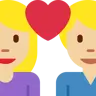 Couple With Heart: Woman, Man, Medium-Light Skin Tone Emoji 👩🏼‍❤️‍👨🏼 image - Twitter / X (Twemoji) style