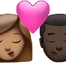 Kiss: Woman, Man, Medium Skin Tone, Dark Skin Tone Emoji 👩🏽‍❤️‍💋‍👨🏿 image - Apple style