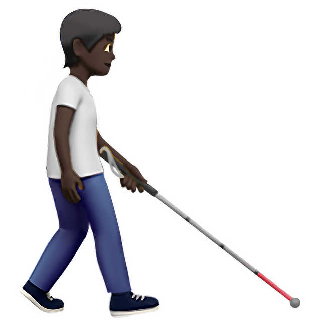 Person With White Cane Facing Right: Dark Skin Tone