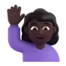 Woman Raising Hand: Dark Skin Tone Emoji 🙋🏿‍♀️ image - Microsoft 3D Fluent style