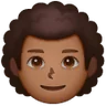 Man: Medium-Dark Skin Tone, Curly Hair Emoji 👨🏾‍🦱 image - Samsung style