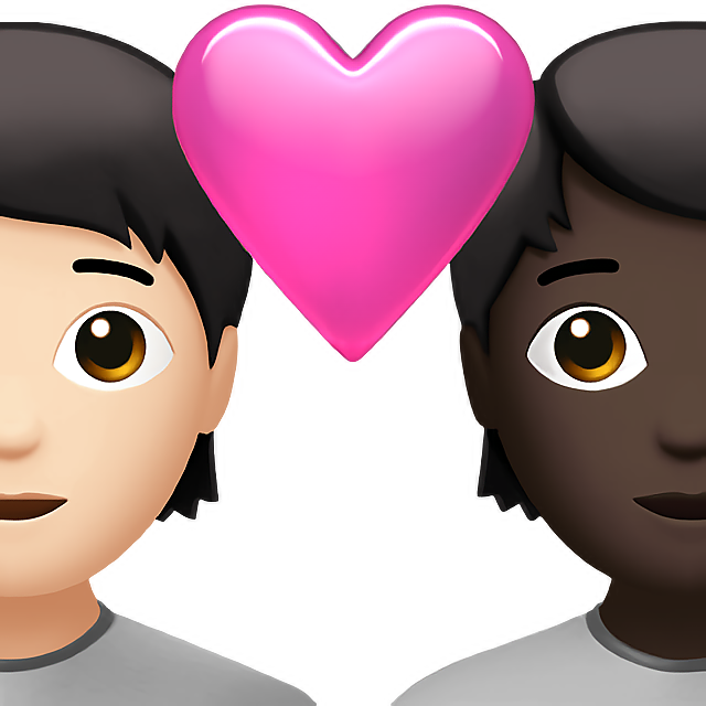 Couple With Heart: Person, Person, Light Skin Tone, Dark Skin Tone