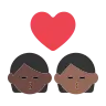 Kiss: Person, Person, Dark Skin Tone, Medium-Dark Skin Tone Emoji 🧑🏿‍❤️‍💋‍🧑🏾 image - Tossface style